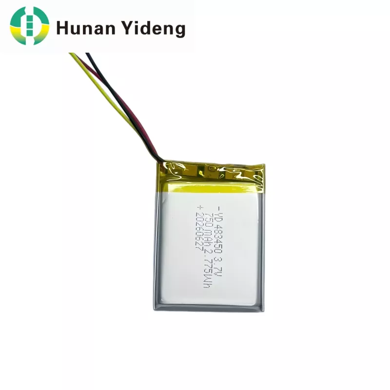 3.7V 750mAh 483447 စွမ်းရည်မြင့် အသေးစား Lithium Polymer အားပြန်သွင်းနိုင်သော Lipo ဘက်ထရီ