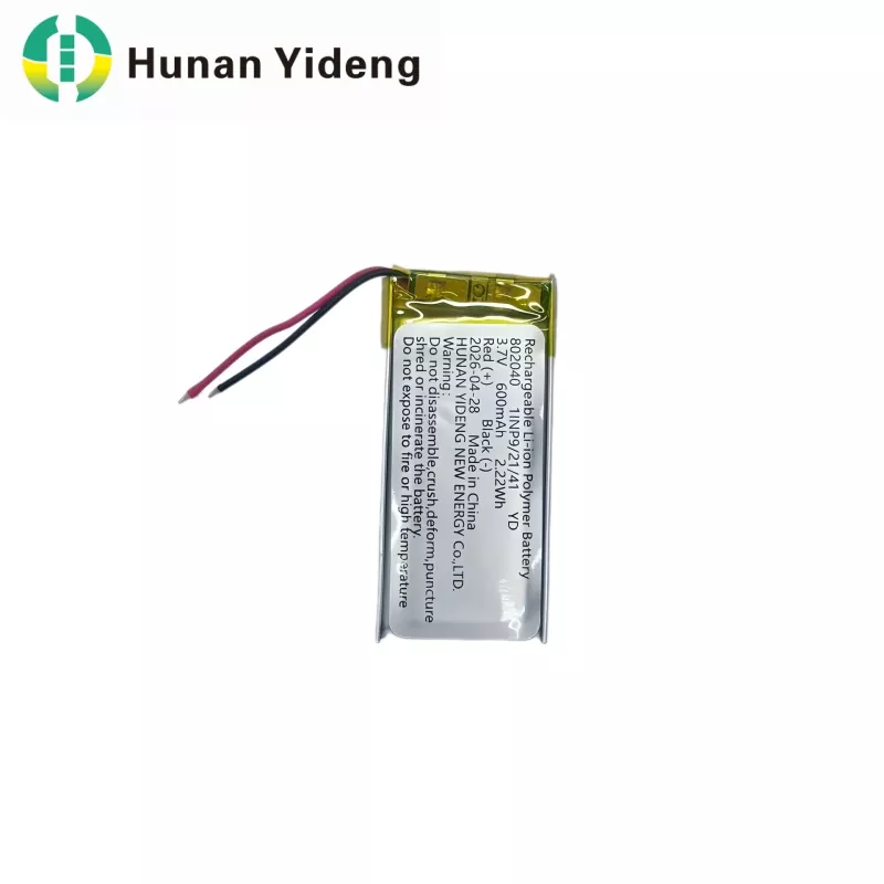 Voice Recorder နှင့် Electrical Toys အတွက် 802040 600mAh အားပြန်သွင်းနိုင်သော ဘက်ထရီ